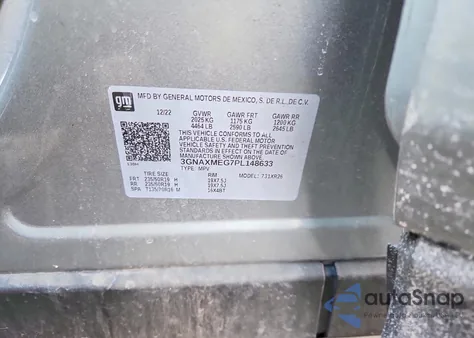 2023 Chevrolet Equinox Rs z USA, uszkodzony, nr VIN 3GNAXMEG7PL148633